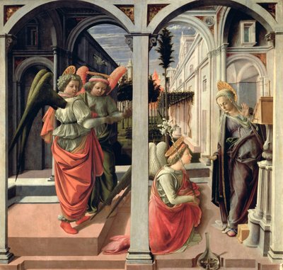 De Annunciatie met drie engelen, 1440 door Fra Filippo Lippi